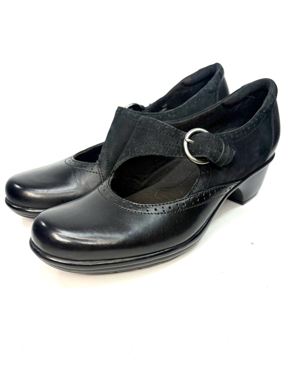 Clark’s Black Leather Heeled Loafers | 9W